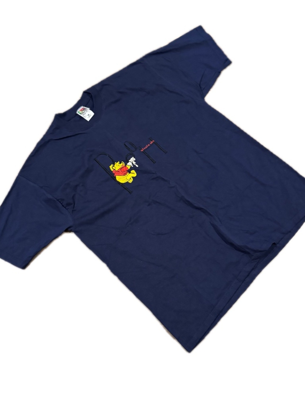 Vintage 90s Disney Store Winnie The Pooh Embroidered T-Shirt Size XL Blue USA